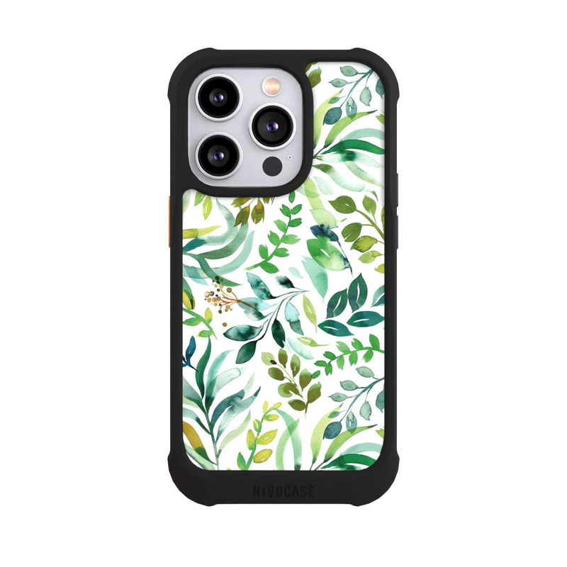 iPhone 14 Pro NIVOmax Aquarell Palmenblätter Botanisch Grün
