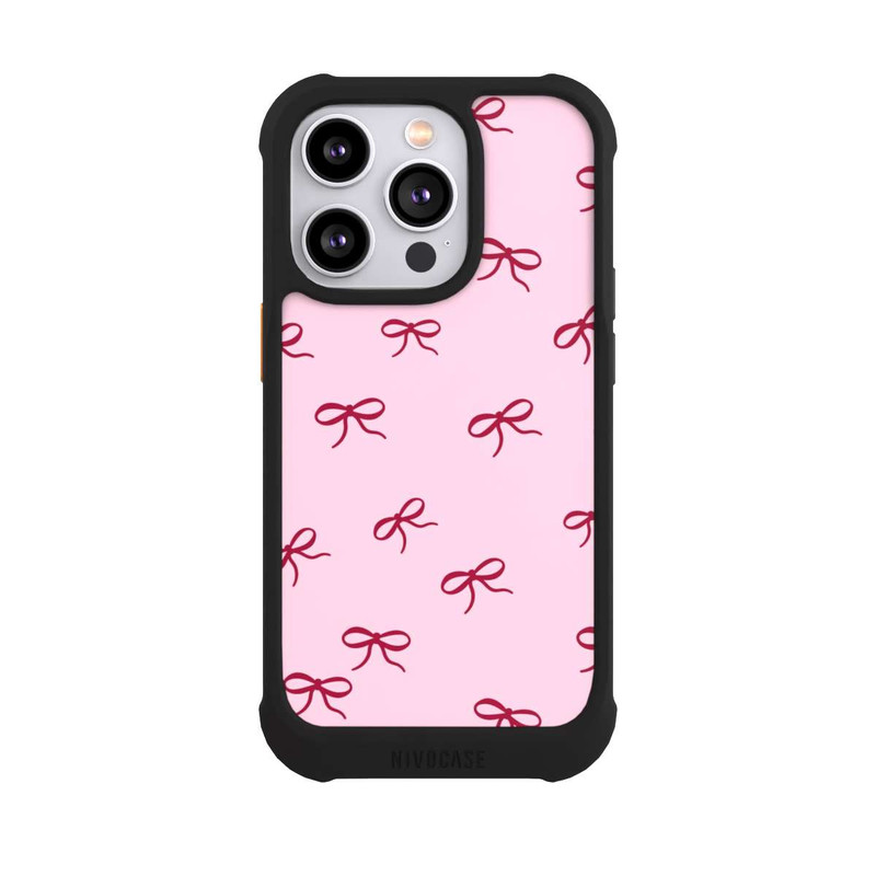 iPhone 14 Pro NIVOmax Schleifen Muster Rot Pink