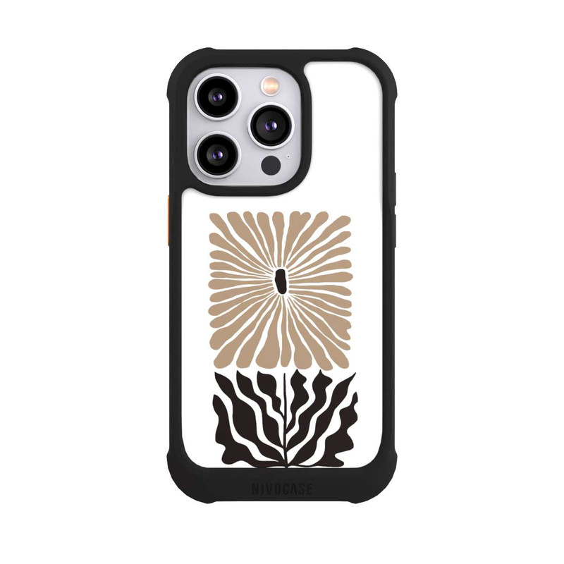 iPhone 14 Pro NIVOmax Eckige Blume Dunkelbraun