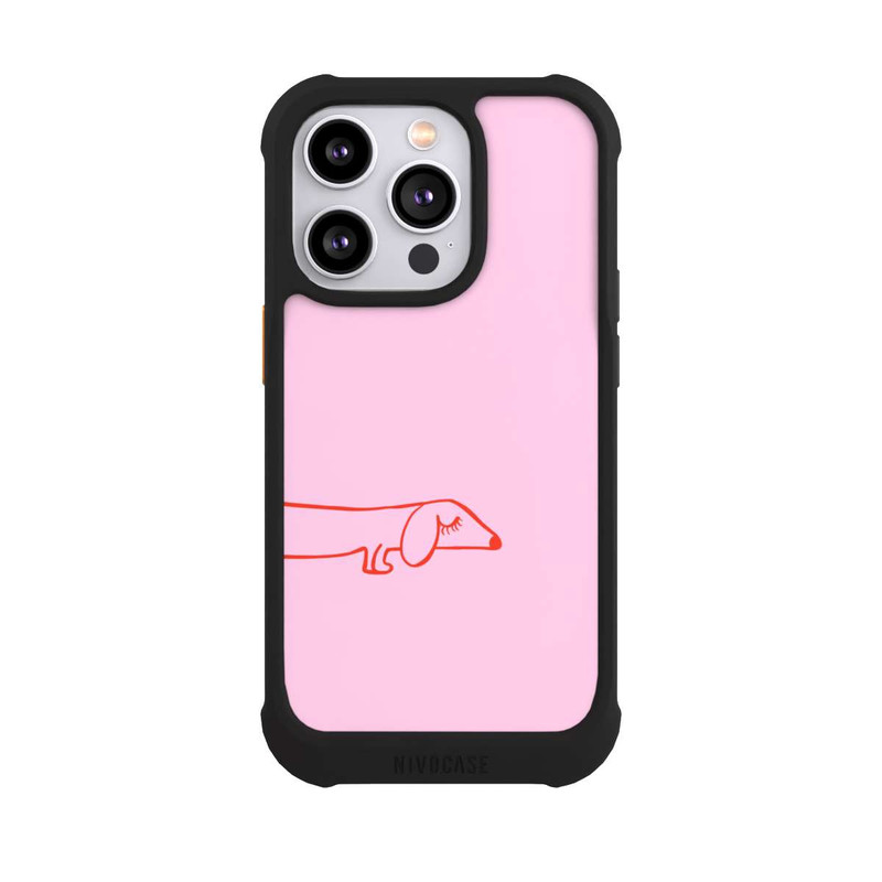 iPhone 14 Pro NIVOmax Dachshund Illustration Pink