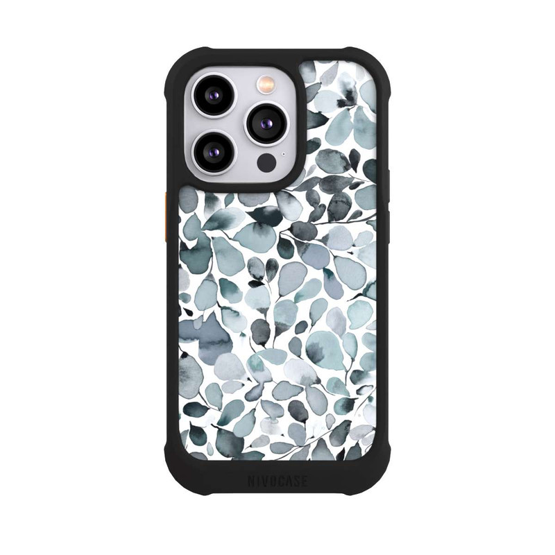 iPhone 14 Pro NIVOmax Eukalyptus Aquarell Blätter Grau