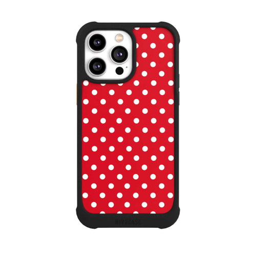 Apple iPhone 14 Pro Max NIVOmax Polka Dots Dunkelrot und Weiß