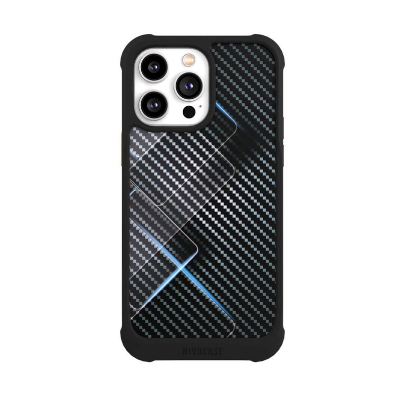 iPhone 14 Pro Max NIVOmax Blaue Linien auf Karbon