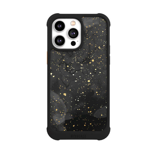 Apple iPhone 14 Pro Max NIVOmax Glitzernder Marmor-Schwarz-Gold-Look