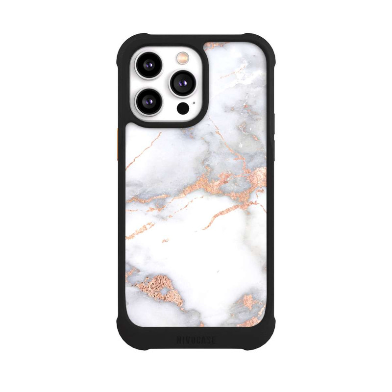 iPhone 14 Pro Max NIVOmax Marbre Blanc et Doré