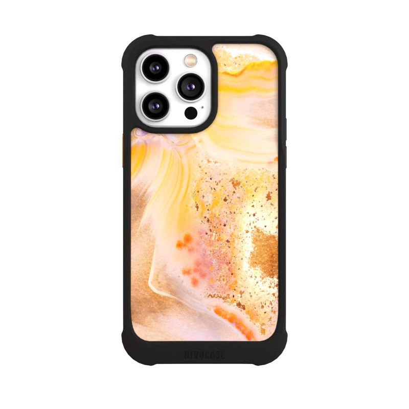 iPhone 14 Pro Max NIVOmax Orangefarbener Glitzer Marmorlook
