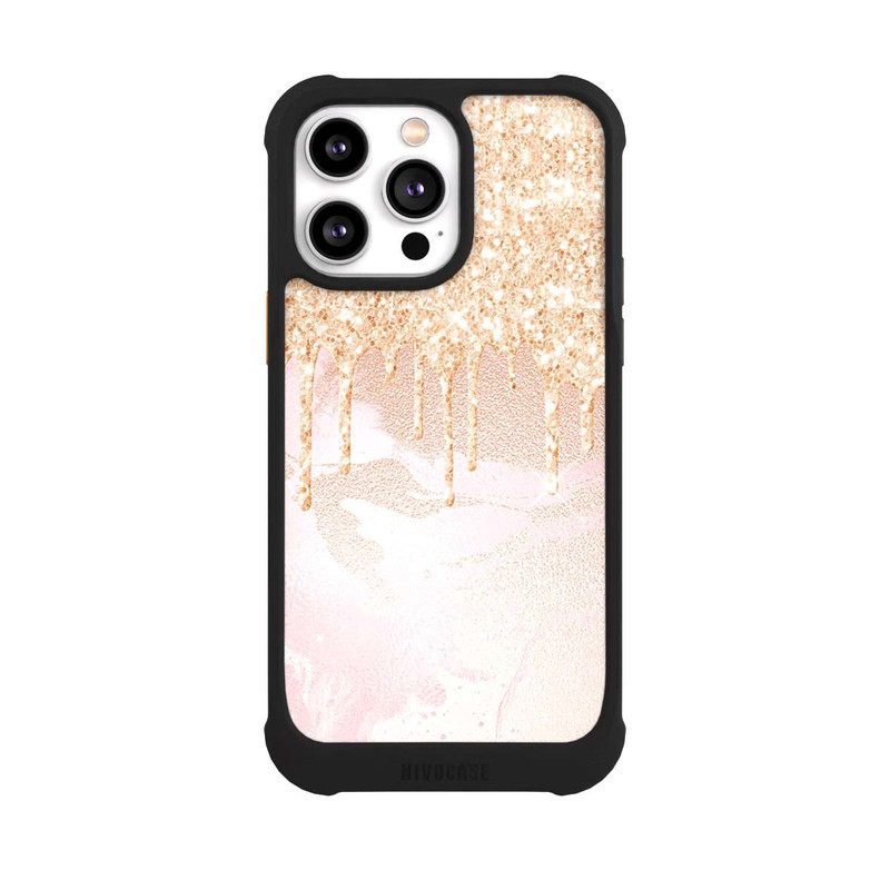 iPhone 14 Pro Max NIVOmax  Roségoldener Glitzer Tropfen Look