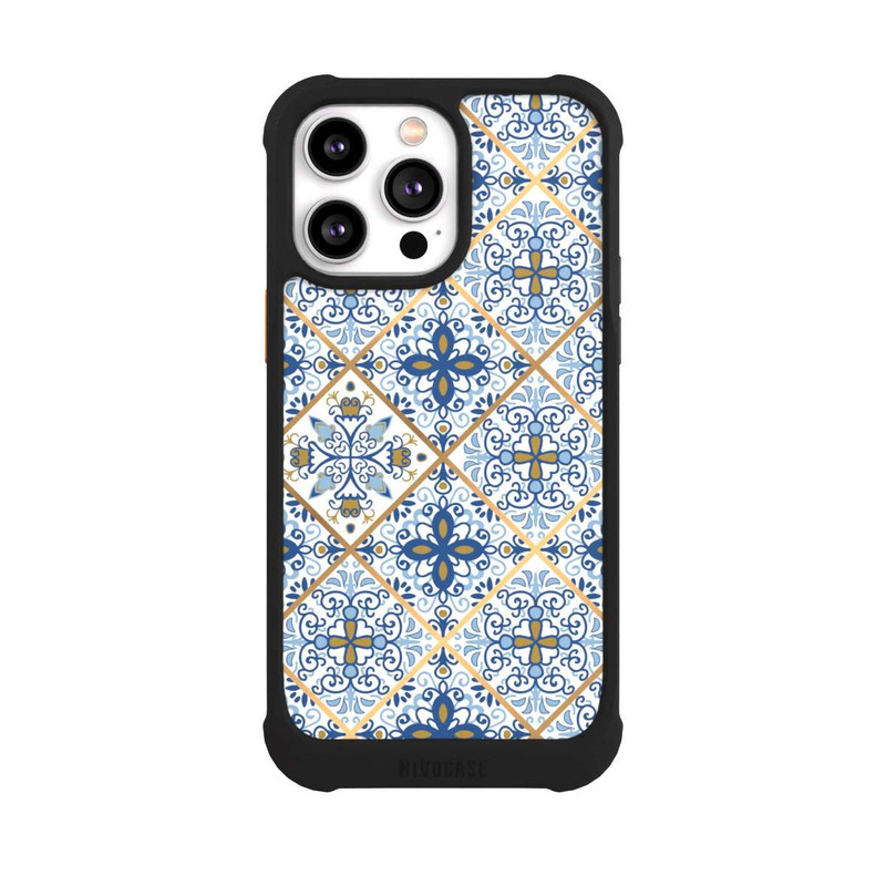 iPhone 14 Pro Max NIVOmax Mosaik Blau-Gold Look