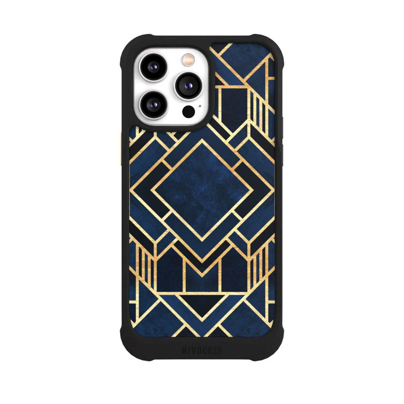 iPhone 14 Pro Max NIVOmax Kunst Deko Blau Golddruck