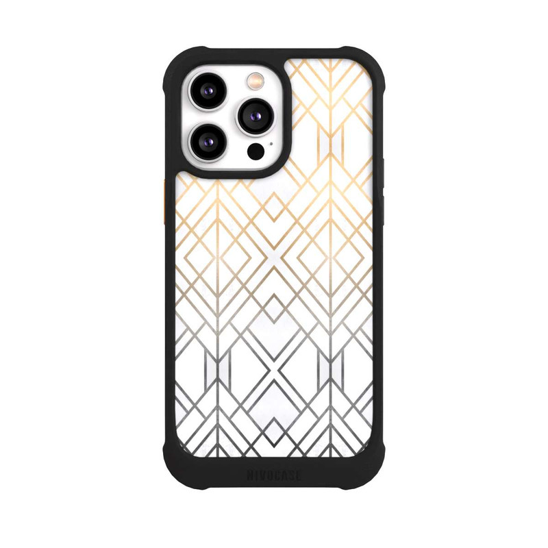 iPhone 14 Pro Max NIVOmax Gold und Grauer Geo Golddruck