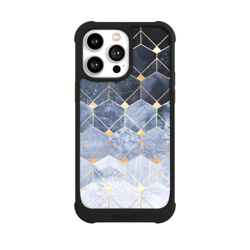 Apple iPhone 14 Pro Max NIVOmax Blaue Sechsecke und Diamanten Golddruck