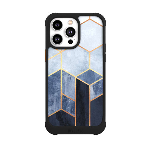 Apple iPhone 14 Pro Max NIVOmax Blauer Farbverlauf Sechsecke Golddruck