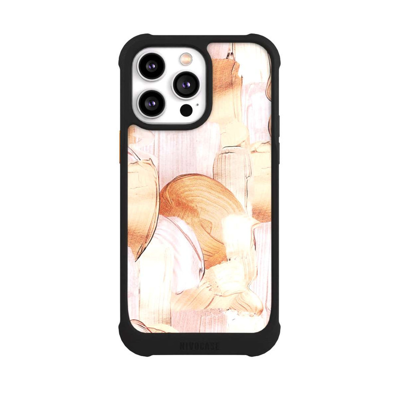 iPhone 14 Pro Max NIVOmax Weiß/Gold Pinsel Muster