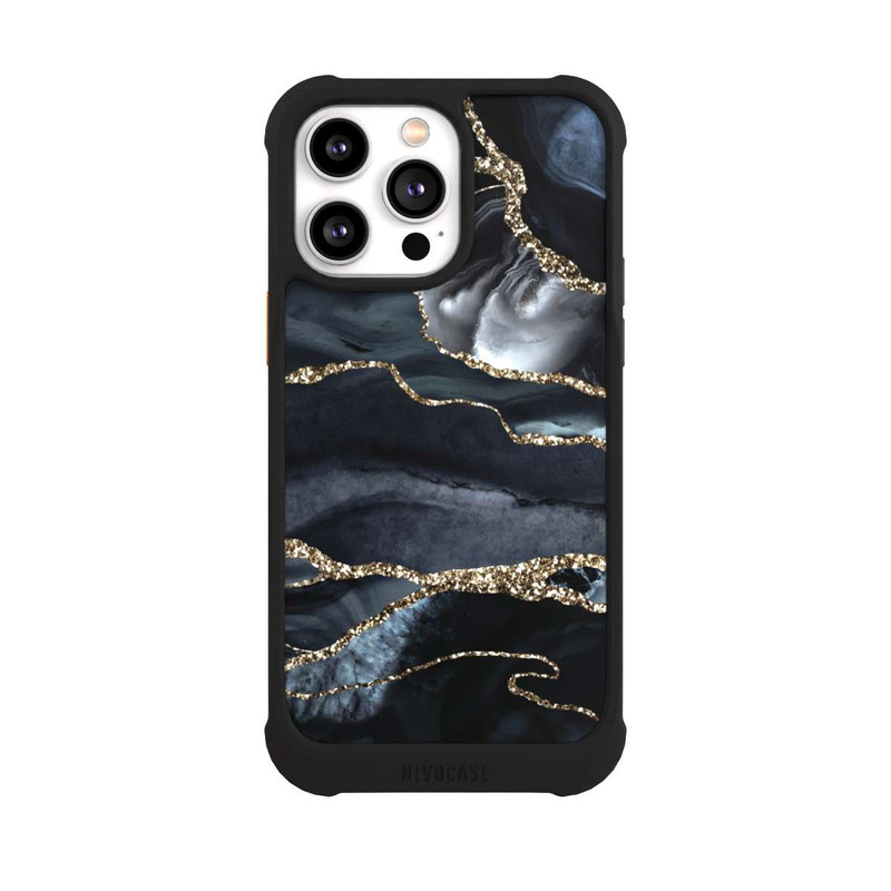 iPhone 14 Pro Max NIVOmax Dunkler Marmor Gold Glitzerlook