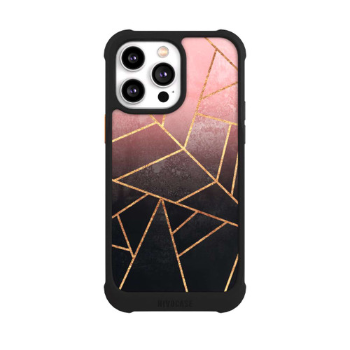 Apple iPhone 14 Pro Max NIVOmax Pinker und Schwarzer Stein Gold Druck