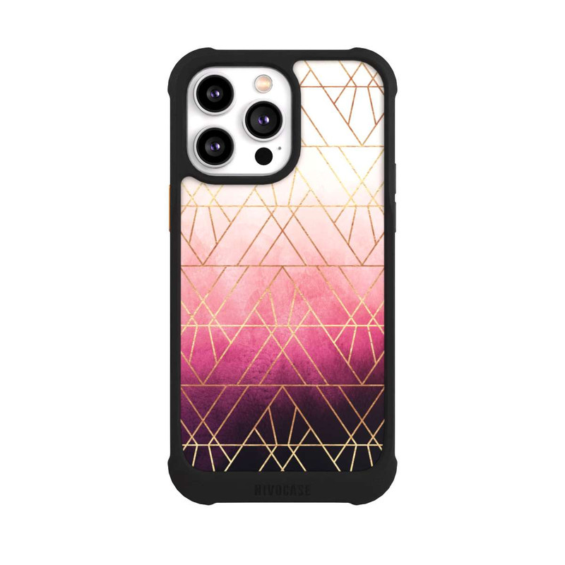 iPhone 14 Pro Max NIVOmax Pink Ombre Dreiecke Golddruck