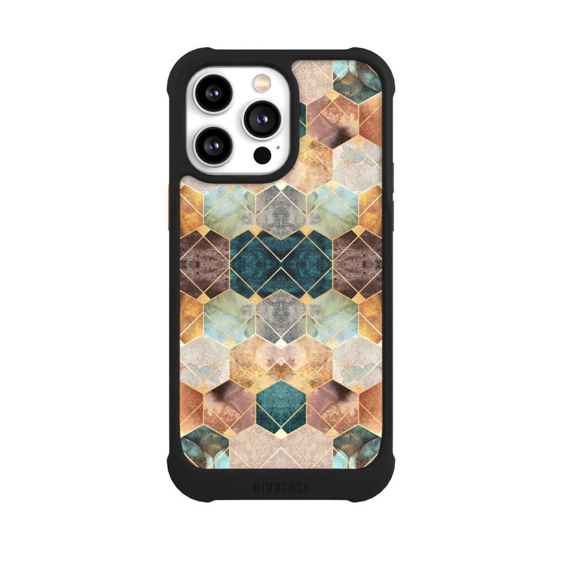 iPhone 14 Pro Max NIVOmax Naturfarbene Sechsecke und Diamanten