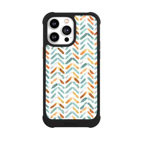 Apple iPhone 14 Pro Max NIVOmax Elegantes Herbstchevron Blau Orange