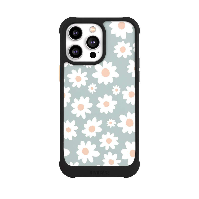 iPhone 14 Pro Max NIVOmax Daisy Flower Seamless Pattern Green