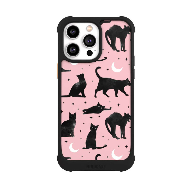 iPhone 14 Pro Max NIVOmax Lune & Chats Fond Rose