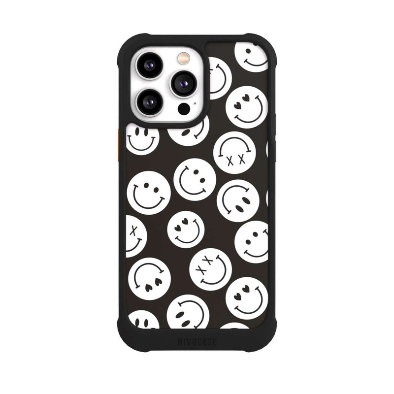 iPhone 14 Pro Max NIVOmax Smiles Emotes Pattern Black And White