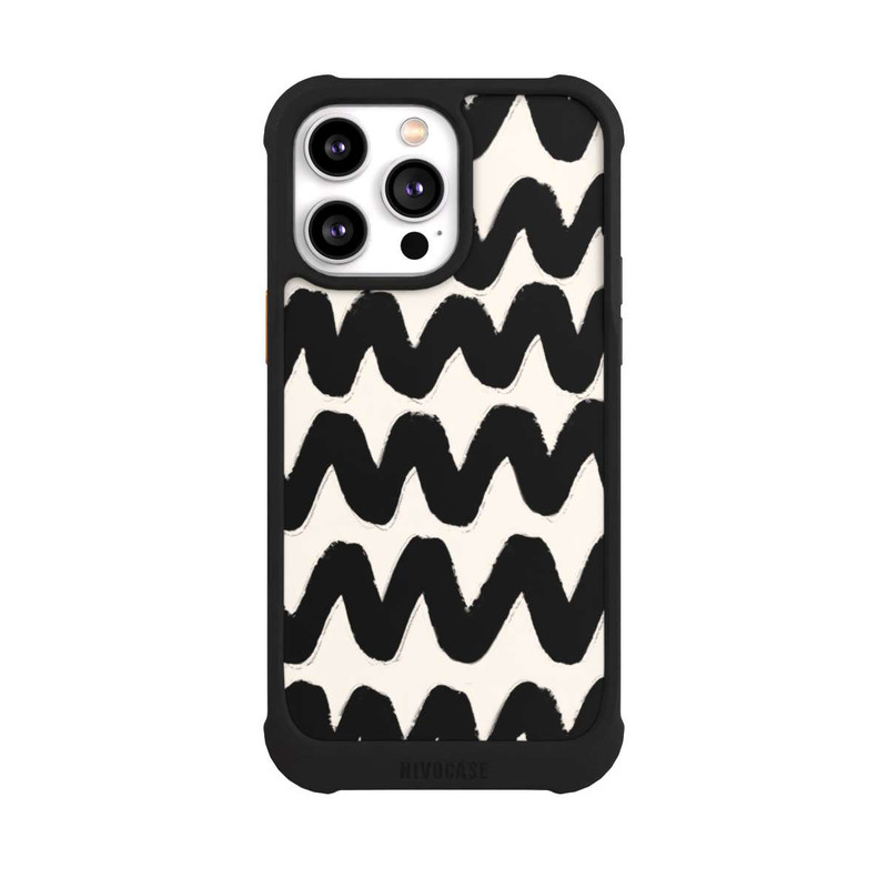 iPhone 14 Pro Max NIVOmax Vagues Noires Pattern