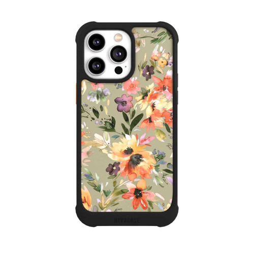 Apple iPhone 14 Pro Max NIVOmax Malerische tropische Blumen Salbeigrün