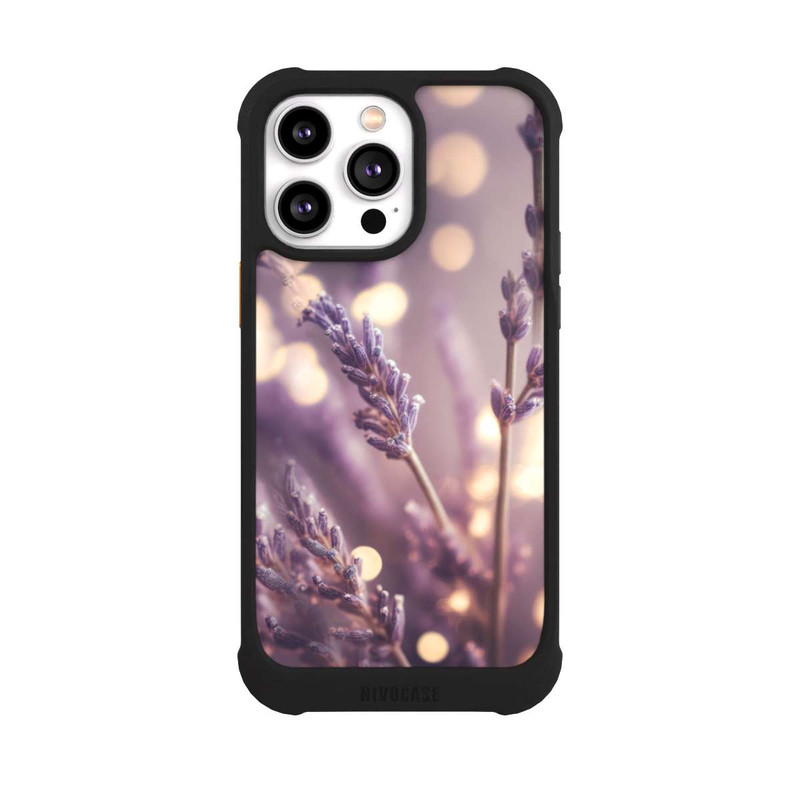 iPhone 14 Pro Max NIVOmax Lavande en gros plan avec IA