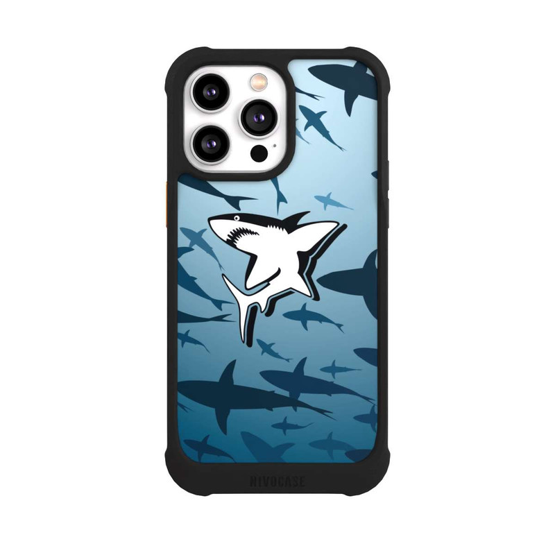 iPhone 14 Pro Max NIVOmax Haie Muster Blau
