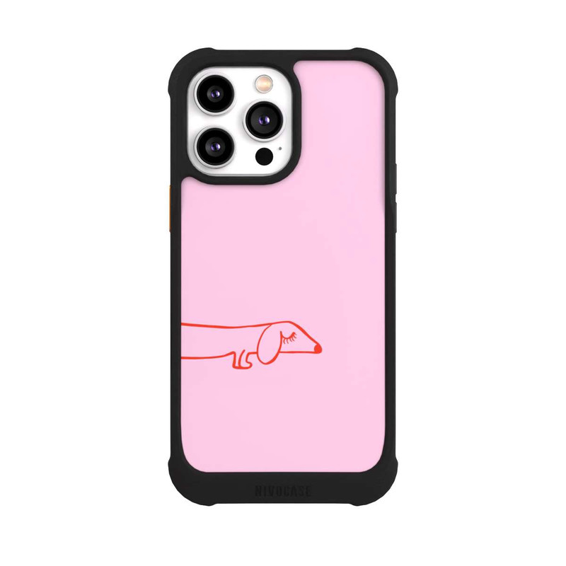 iPhone 14 Pro Max NIVOmax Dachshund Illustration Pink