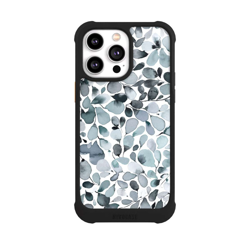 iPhone 14 Pro Max NIVOmax Eucalyptus Watercolor Leaves Grey