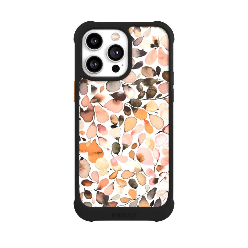 iPhone 14 Pro Max NIVOmax Eucalyptus Watercolor Leaves Dark Brown Autumn
