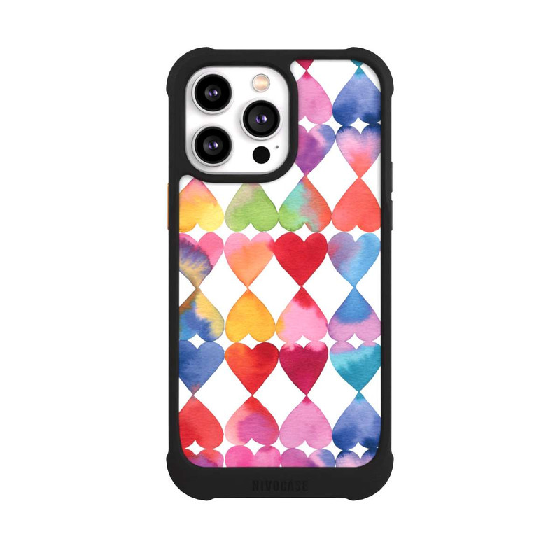 iPhone 14 Pro Max NIVOmax Buntes Herz Watercolor Muster