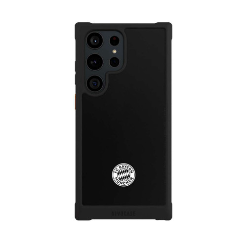 Samsung Galaxy S23 Ultra NIVOmax Klassisches FCB Logo Klein - Weiß auf Schwarz