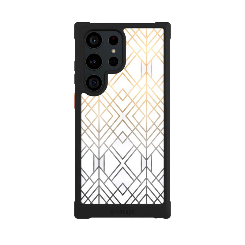 Galaxy S23 Ultra NIVOmax Gold und Grauer Geo Golddruck