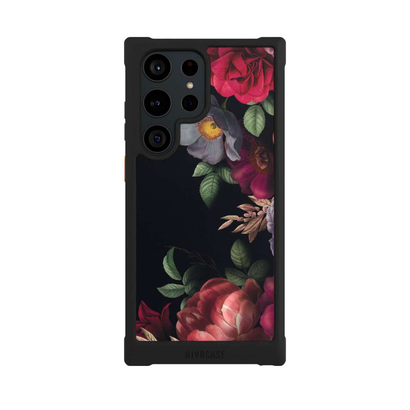 Galaxy S23 Ultra NIVOmax Blumen Auf Schwarz