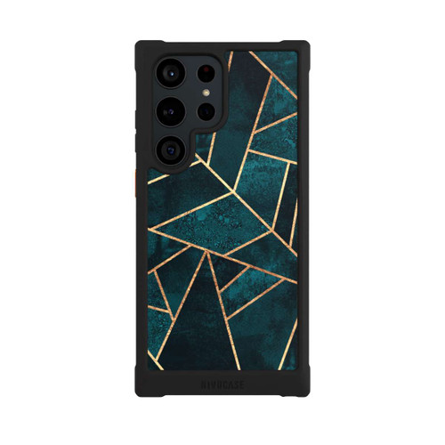 Samsung Galaxy S23 Ultra NIVOmax Tief Blaugrün Stein Gold Druck