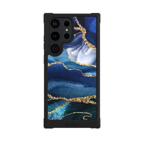 Samsung Galaxy S23 Ultra NIVOmax  Blauer Marmor Gold Glitzer Look