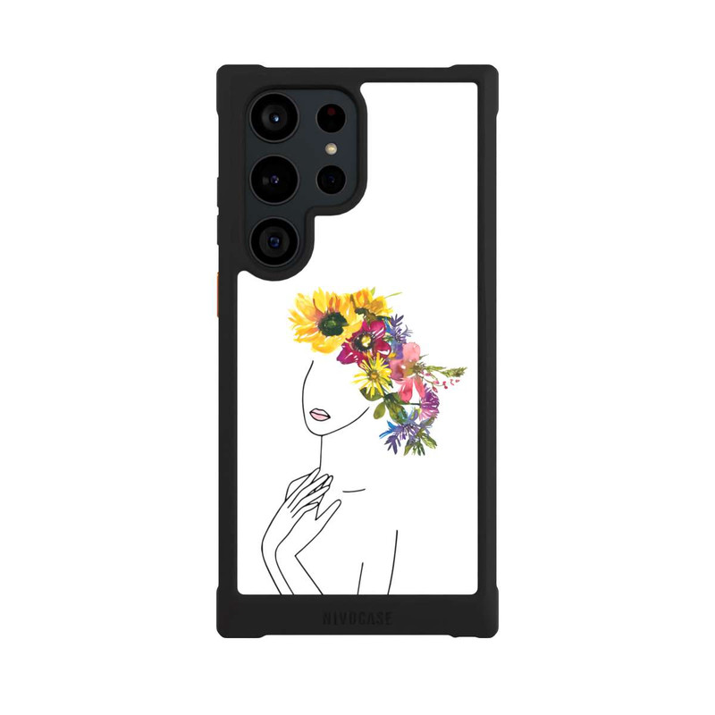 Galaxy S23 Ultra NIVOmax Line Art Frau mit Blumenkrone