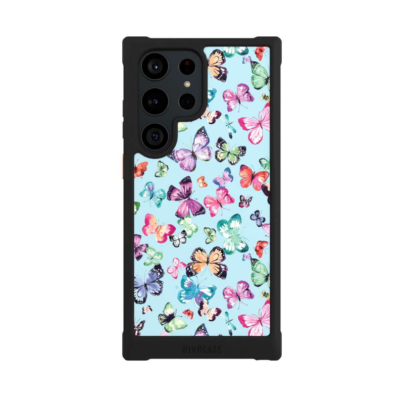 Galaxy S23 Ultra NIVOmax Papillons Rose Orange Bleu