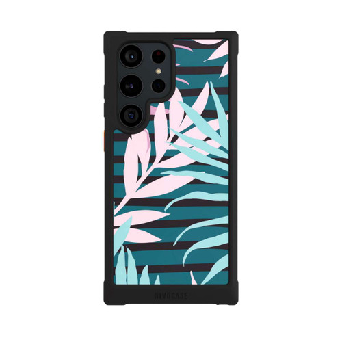 Samsung Galaxy S23 Ultra NIVOmax Pastel Jungle Leaves Pink Teal Seamless