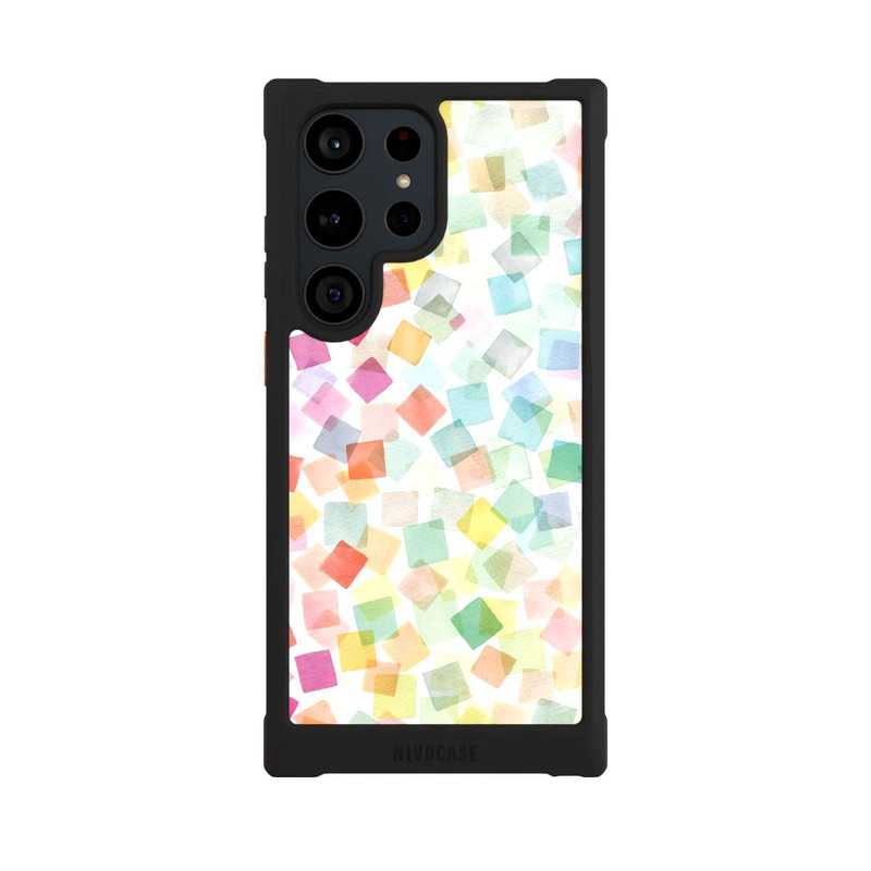 Galaxy S23 Ultra NIVOmax Konfetti geometrische Plaids Regenbogen
