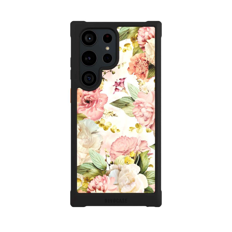 Galaxy S23 Ultra NIVOmax Blumenrahmen Pfingstrosen Beige