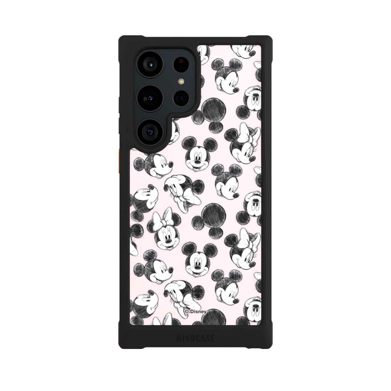 Galaxy S23 Ultra NIVOmax Minnie & Mickey aux multiples visages rose