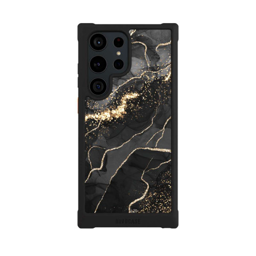 Samsung Galaxy S23 Ultra NIVOmax Look Spirales de Marbre Sombre &amp; Or