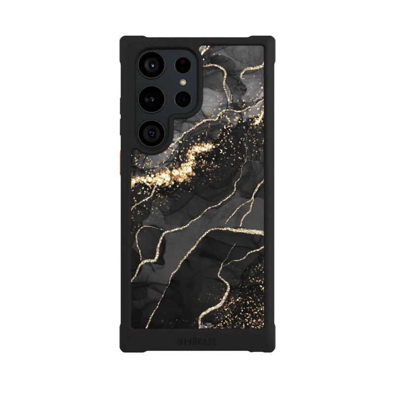 Galaxy S23 Ultra NIVOmax Look Spirales de Marbre Sombre & Or