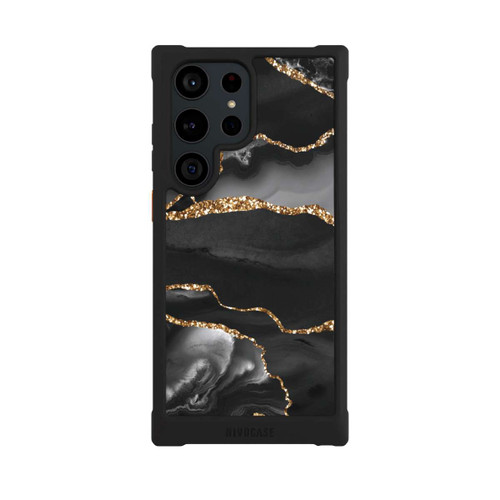 Samsung Galaxy S23 Ultra NIVOmax Dunkle Marmorstreifen im Goldlook