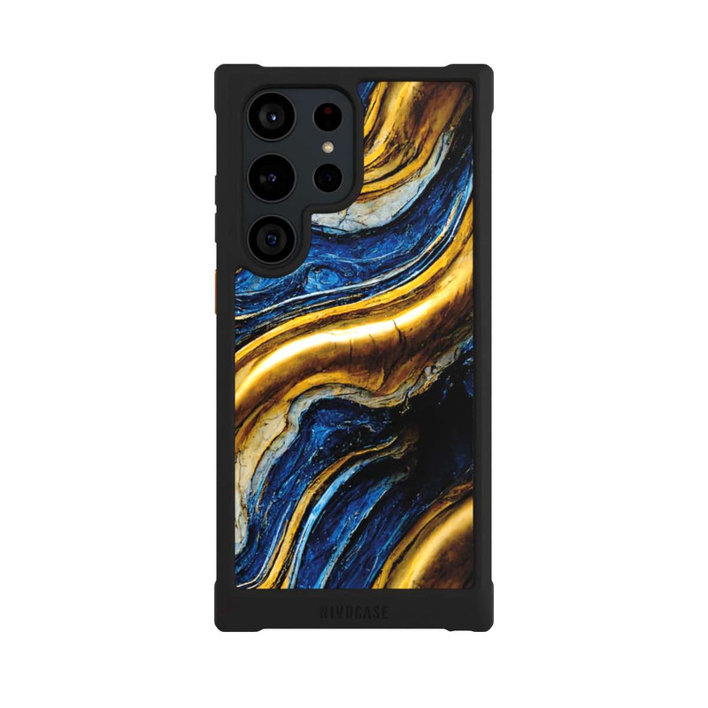 Galaxy S23 Ultra NIVOmax Struktur im Royalblau- und Gold-Look