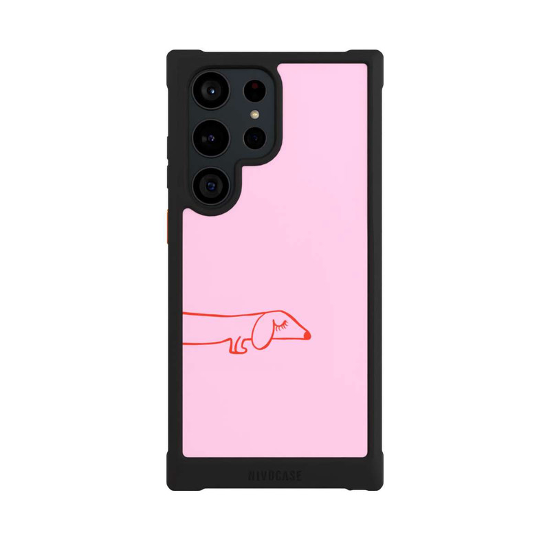 Galaxy S23 Ultra NIVOmax Dachshund Illustration Pink