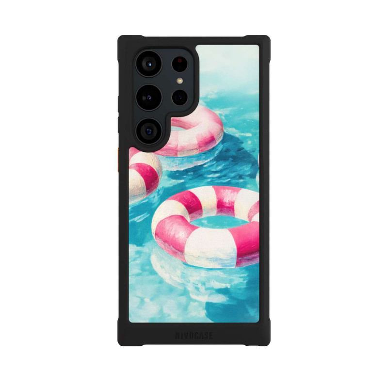 Galaxy S23 Ultra NIVOmax Gestreifte Schwimmringe im Pool